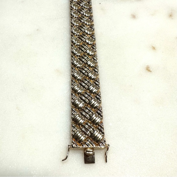 Ross-Simons Yellow Gold over Sterling Silver Quilted Basketweave 20mm Bracelet - Picture 7 of 15